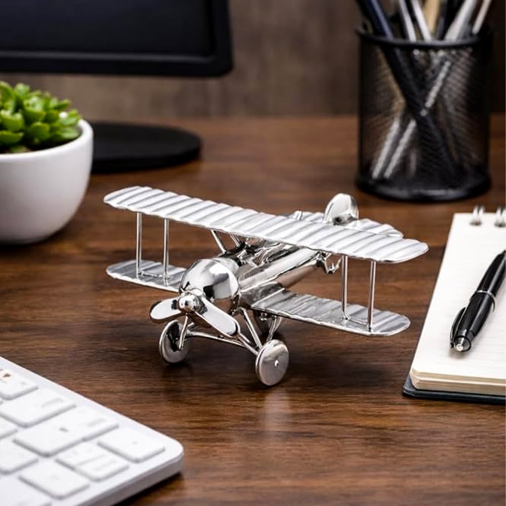 Silver Aeroplane Ornament