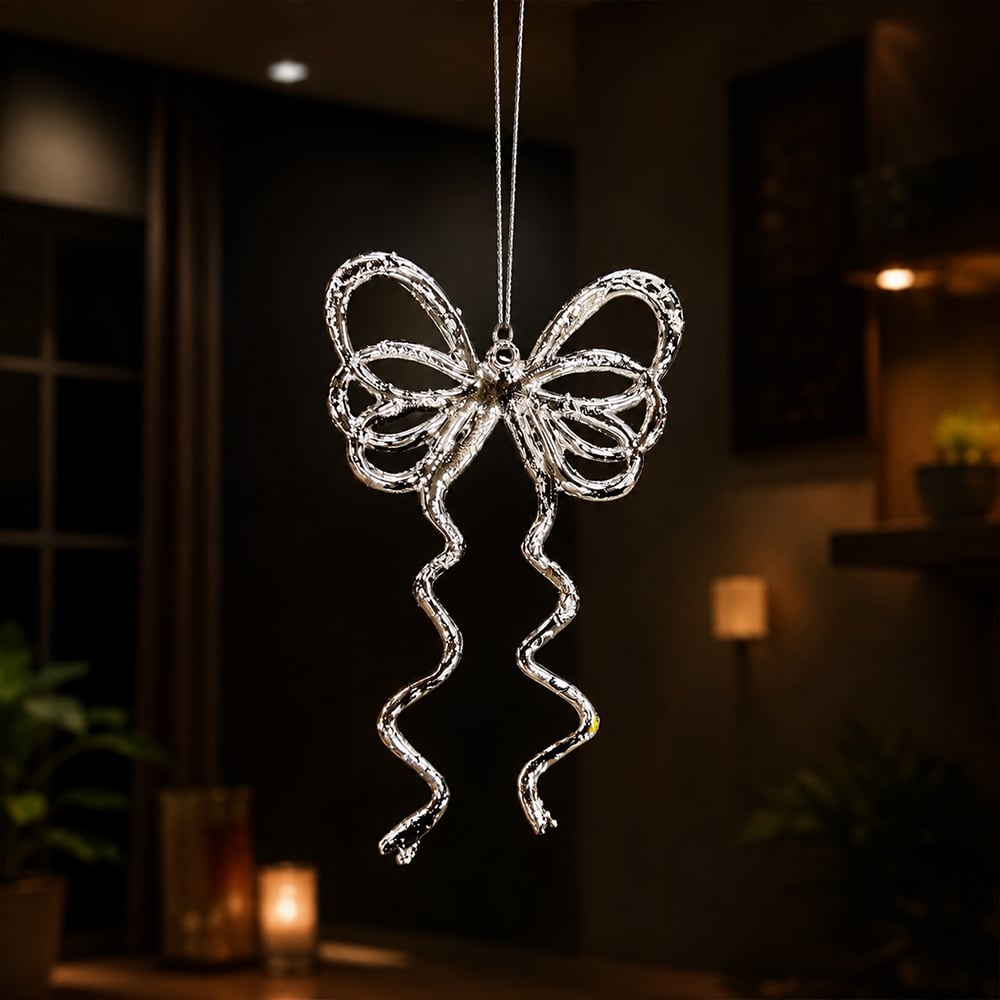 Silver Bow Ornament