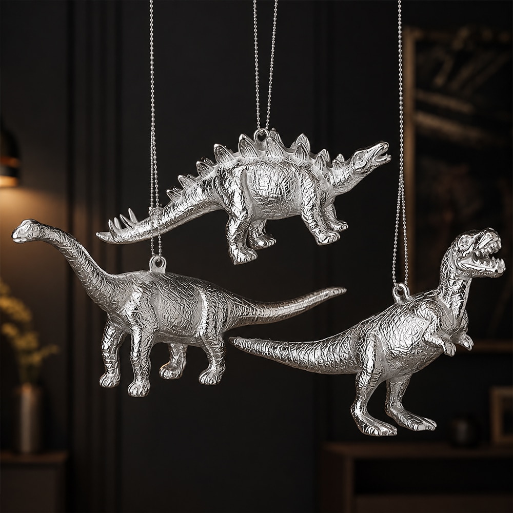 Silver Dinosaur Ornament