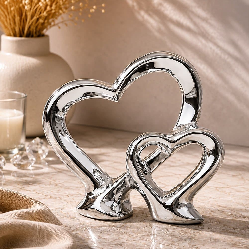 Silver Double Heart Ornament
