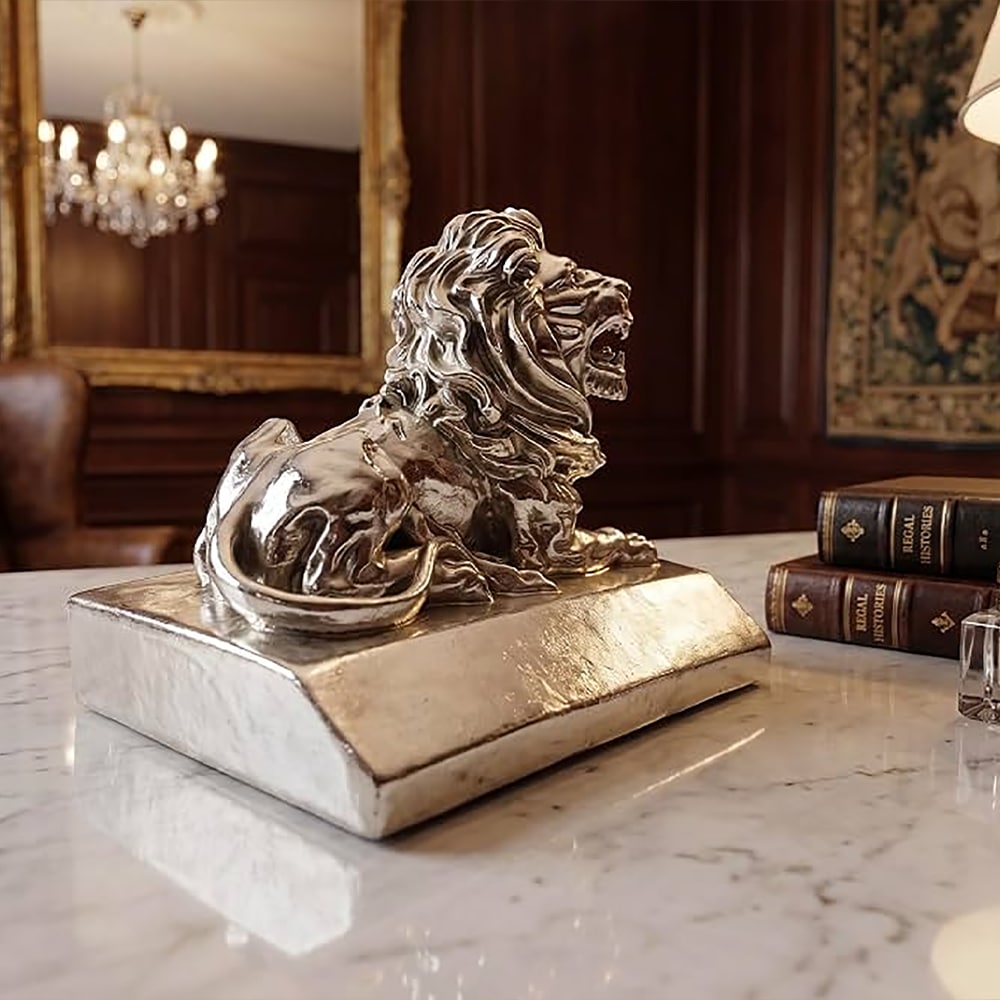 Silver Lion Statue