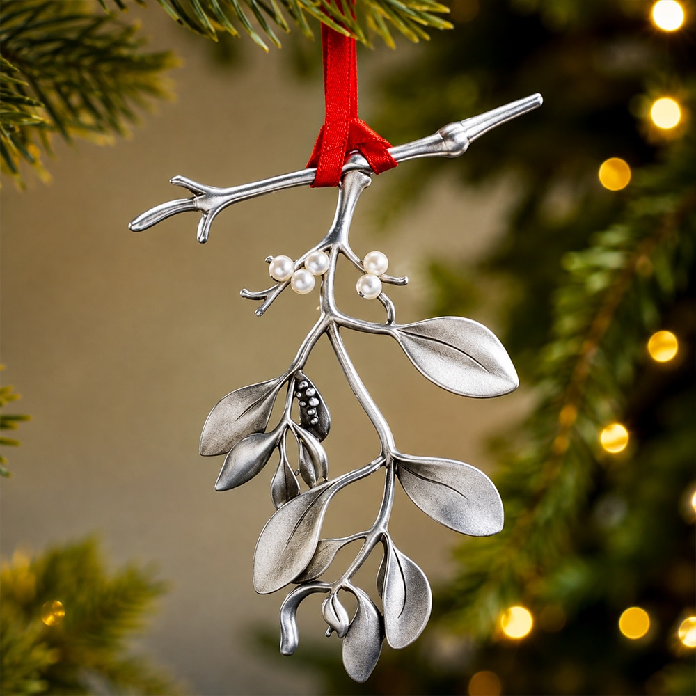 Silver Mistletoe Ornament