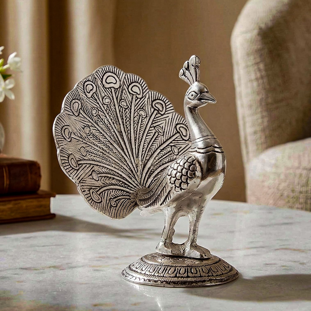 Silver Peacock Ornament