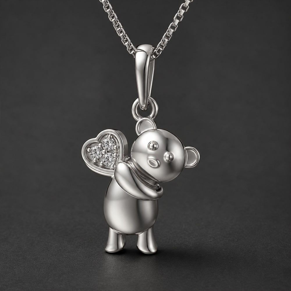 Silver Teddy Bear Ornament