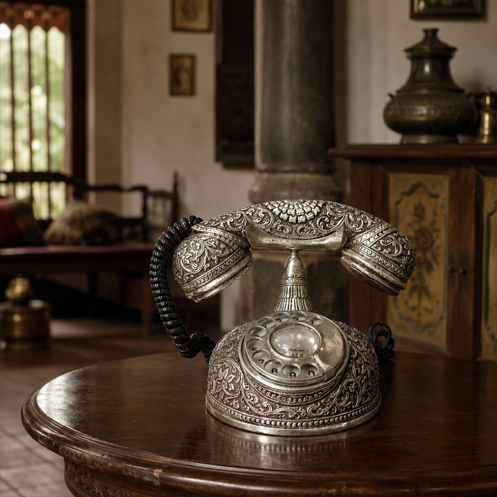 Silver Telephone Ornament