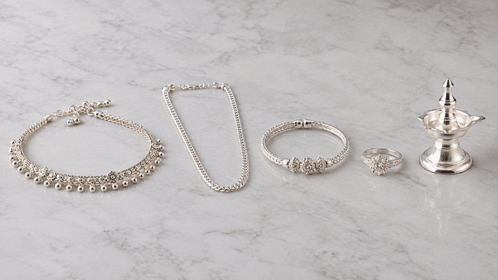 Silver Jewellery and Traditional Lamp Display